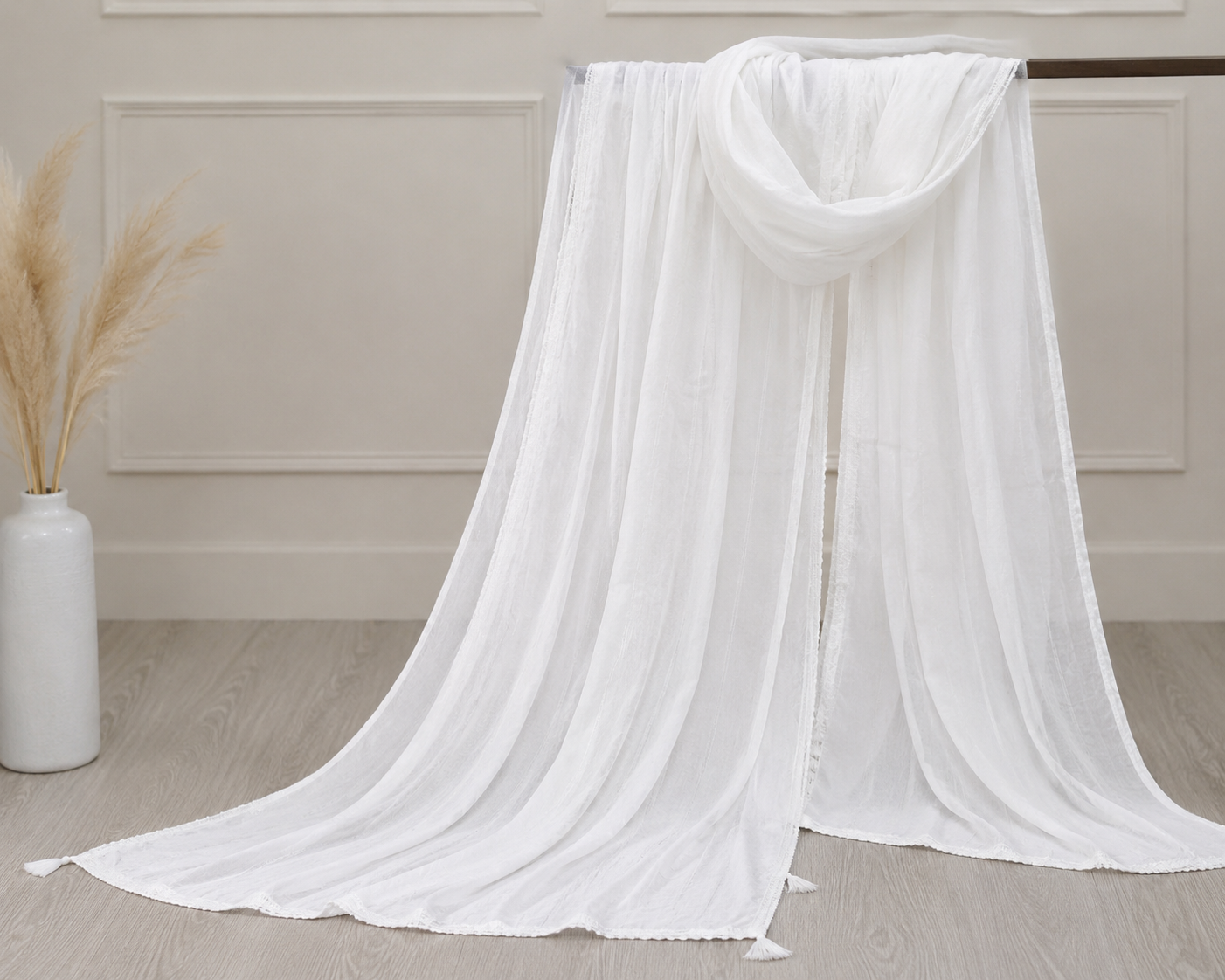 Elegant Plain White Chiffon Dupatta for Women