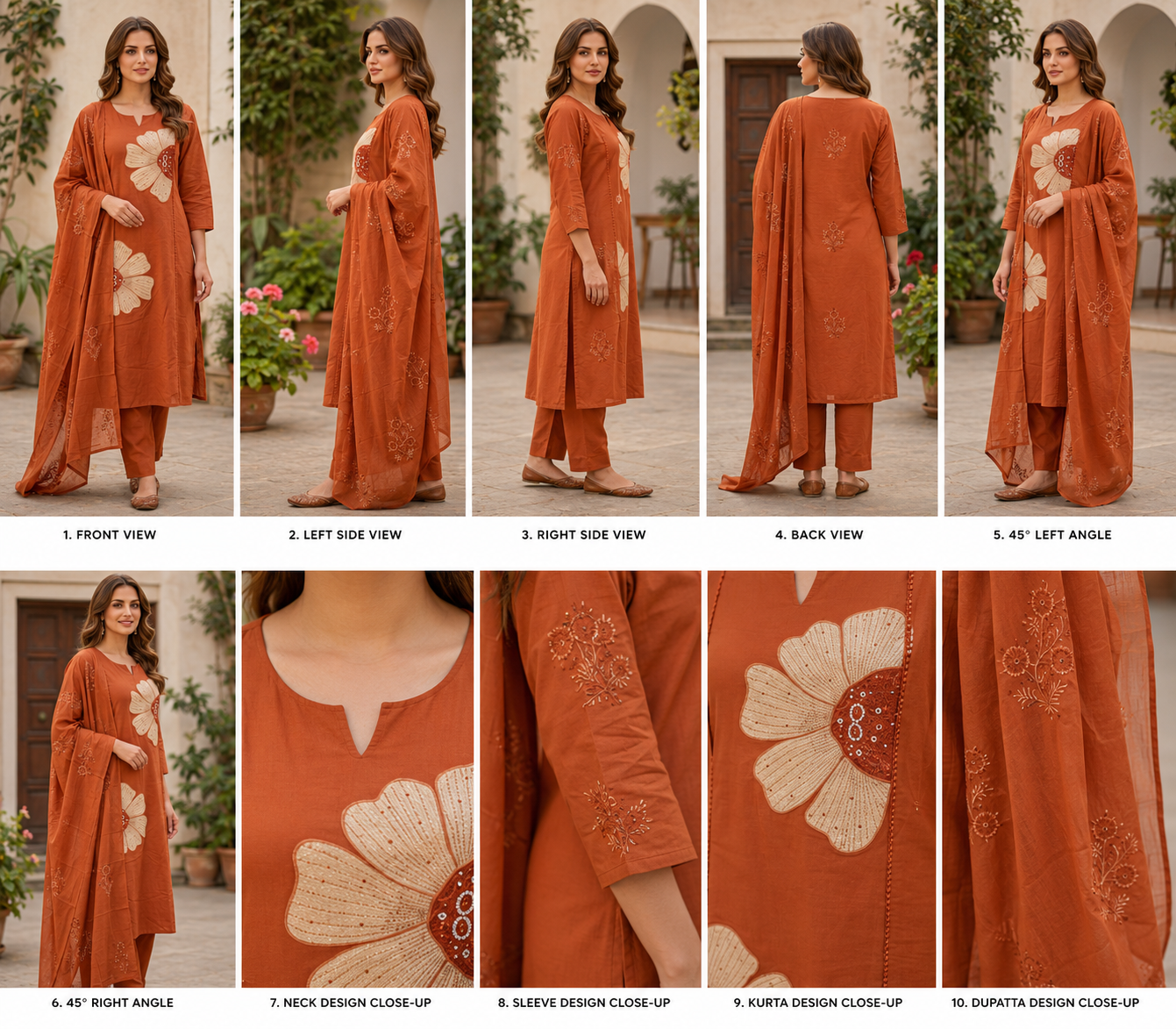Women's Floral Printed Cotton Blend Kurta Pant with Dupatta Set